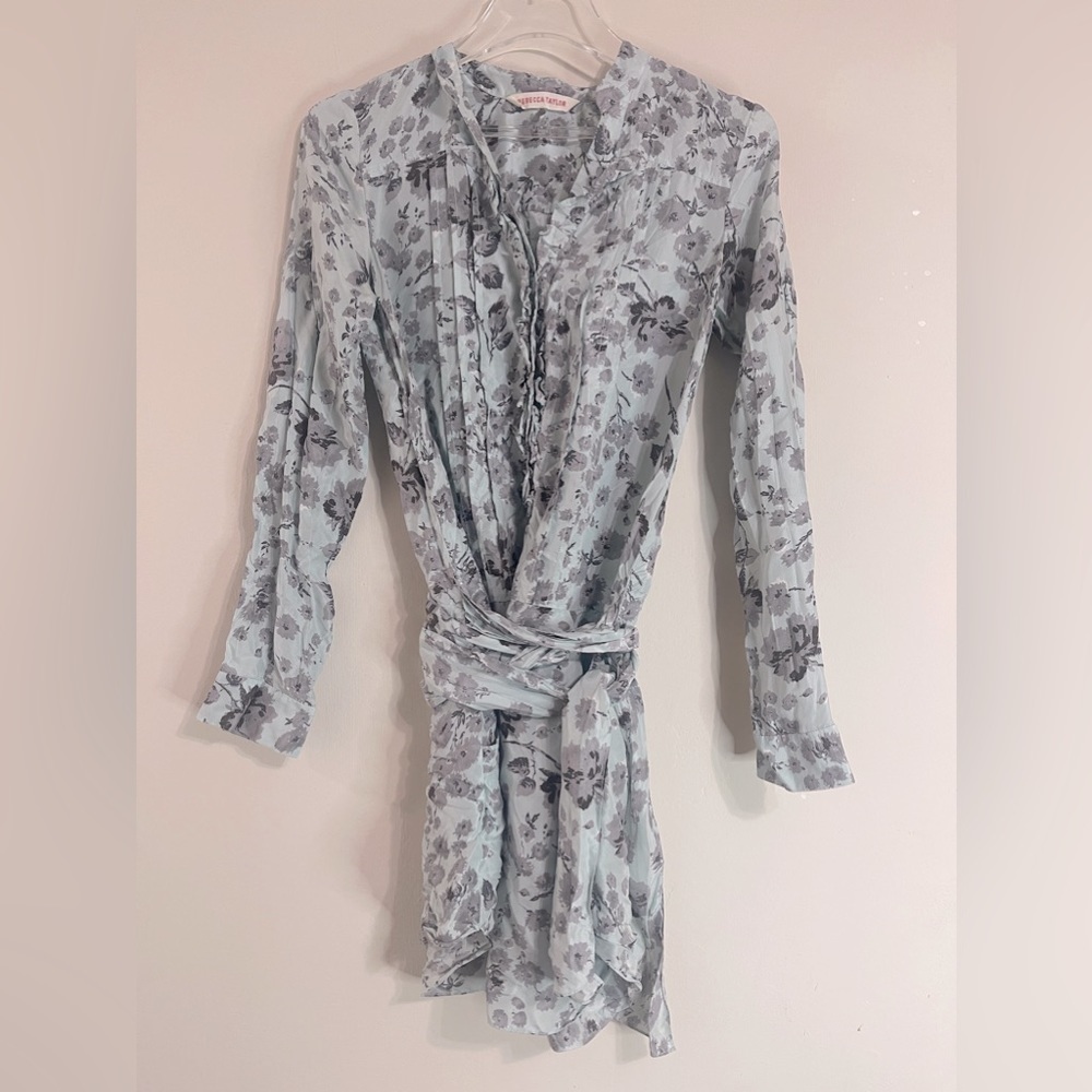 NWOT Rebecca Taylor Silk Floral Ruffle Tie Dress - Picture 4 of 10